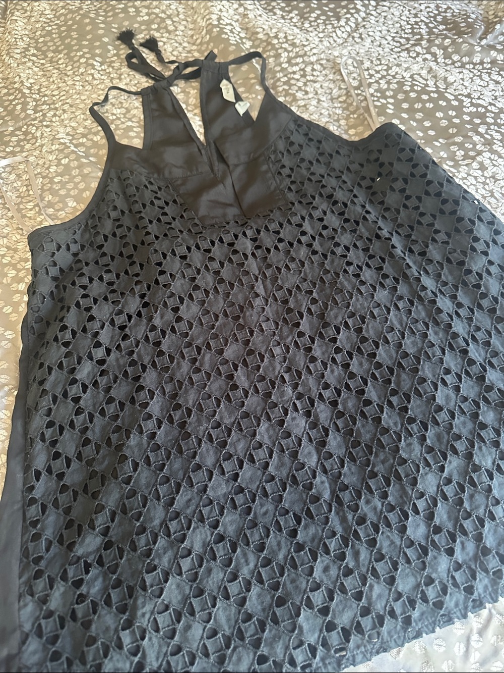 NWOT Athleta Eyelet Dunes black halter tank medium